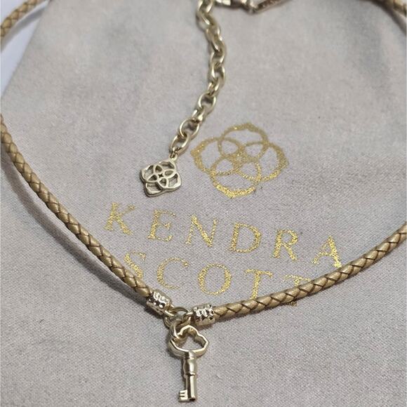 Kendra Scott‎ Braided Leather Gold Plated Key Necklace - Picture 4 of 7